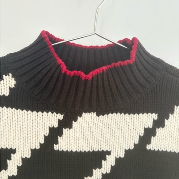 Vintage Emma James Black and White Zigzag Sweater large houndstooth NWT MEDIUM - Picture 3 of 9